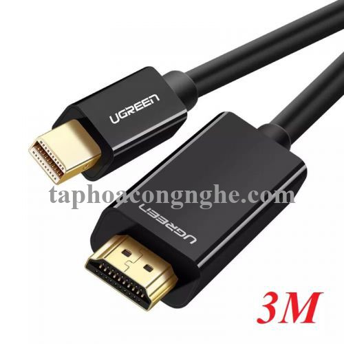 Ugreen 10455 3M màu Đen Cáp chuyển đổi Mini DP sang HDMI hỗ trợ phân phải 4K x 2K MD101 30010455